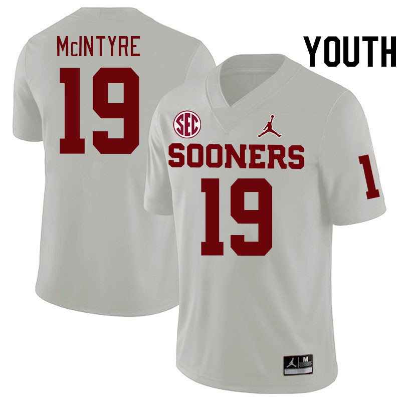 Youth #19 Kade McIntyre Oklahoma Sooners 2024 SEC Conference College Football Jerseys-White